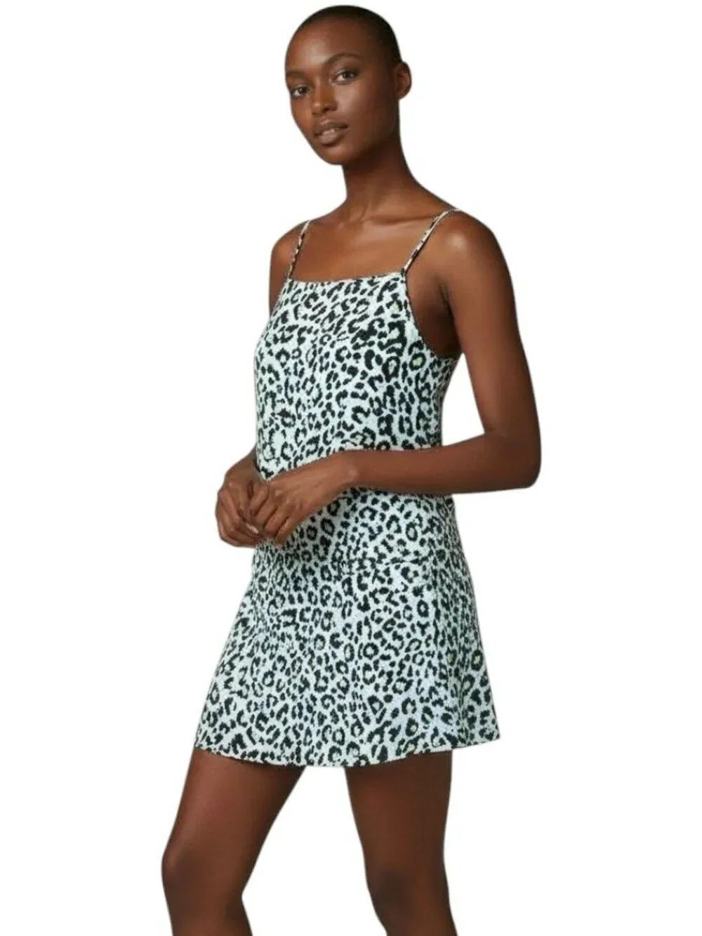 Stone Row Volcom True to This Leopard Mini Slip Dress Size 10 Viscose Lined